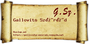 Gallovits Szórád névjegykártya